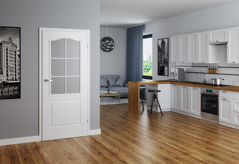 Classen drzwi - Classic;  panele - Adventure - Dąb Hamilton - 28590; kuchnia - Arvada