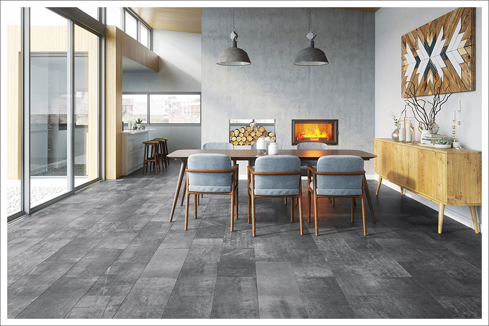 Zwolennikom industrialnych aranżacji przypadną do gustu panele podłogowe Visiogrande Infinity Graphite od Classen