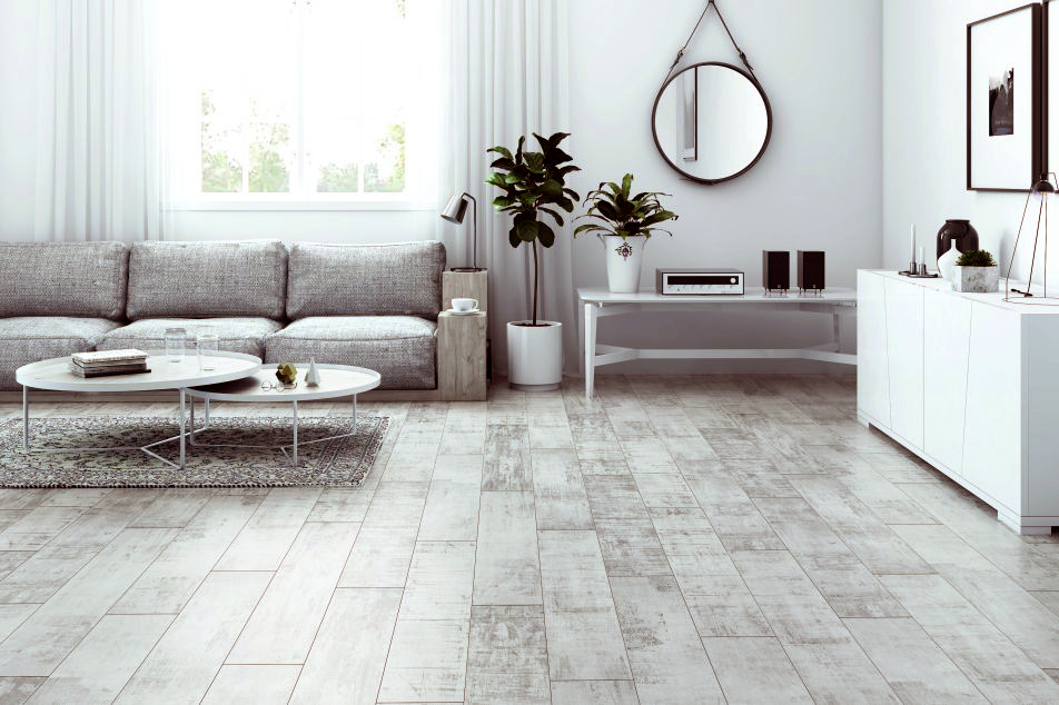 Kolor różowy pięknie łączy się z bielą i szarością. Na zdjęciu podłogi Adventure 4V Havanna od Classen