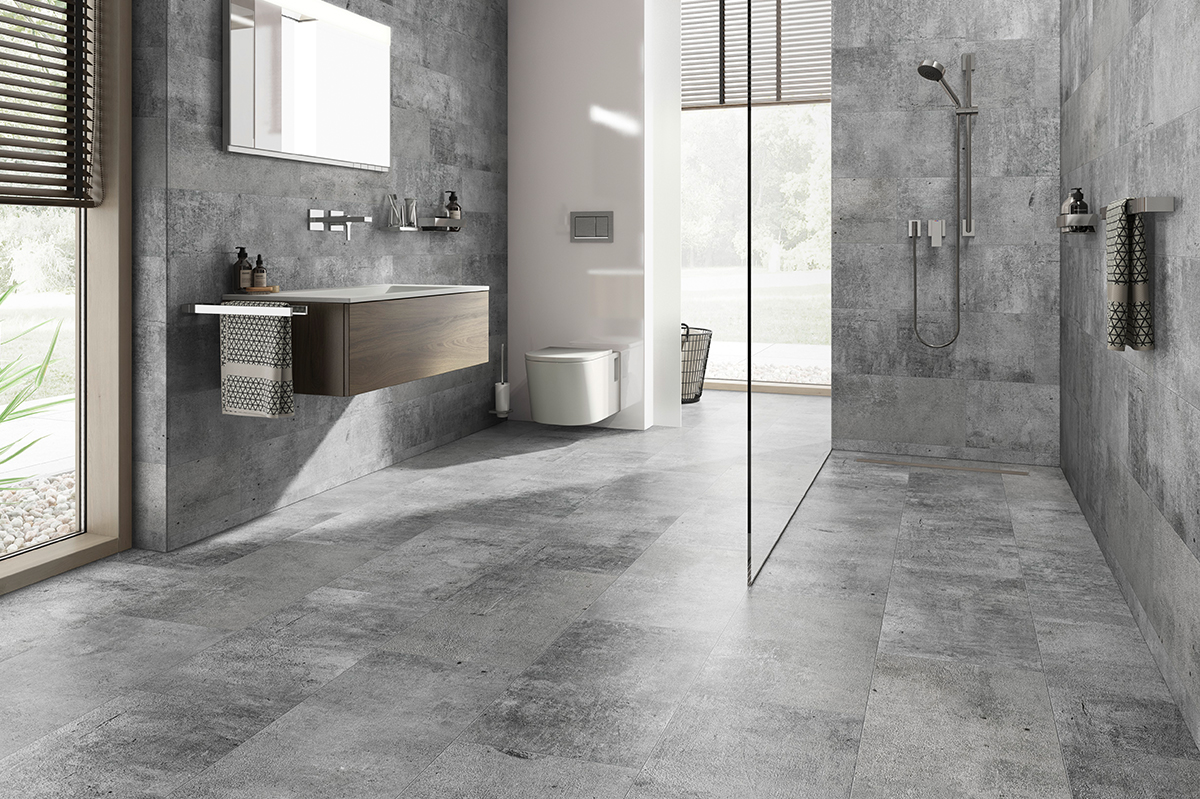 ko industrialnie (na zdj�ciu panele Ceramin Vario w dekorze Grey lime plaster od Classen)