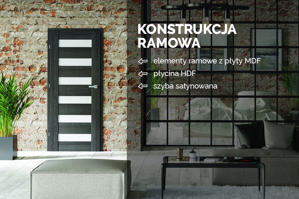 Drzwi Tosca od Classen mają konstrukcję ramową. W roli dekoracji występują przeszklenia i płyciny HDF