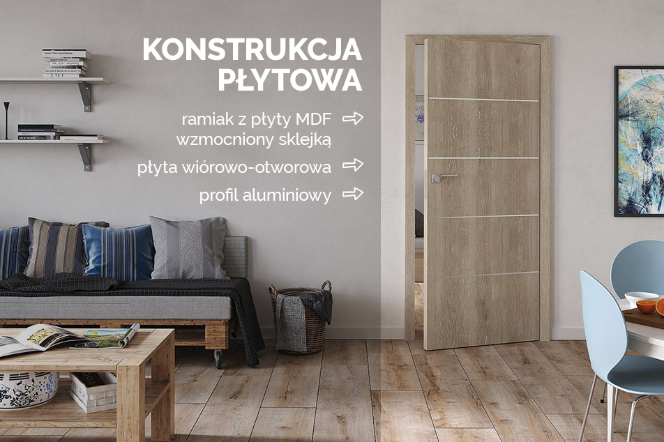 Drzwi z kolekcji Discovery od Classen posiadają konstrukcję płytową i są wykonane z płyty MDF wzmocnionej sklejką