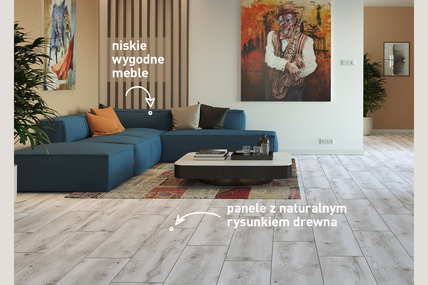 W stylu japandi świetnie sprawdzą się panele z naturalnym rysunkiem drewna. Na zdjęciu - Casa Corona Dąb Marenati marki Classen