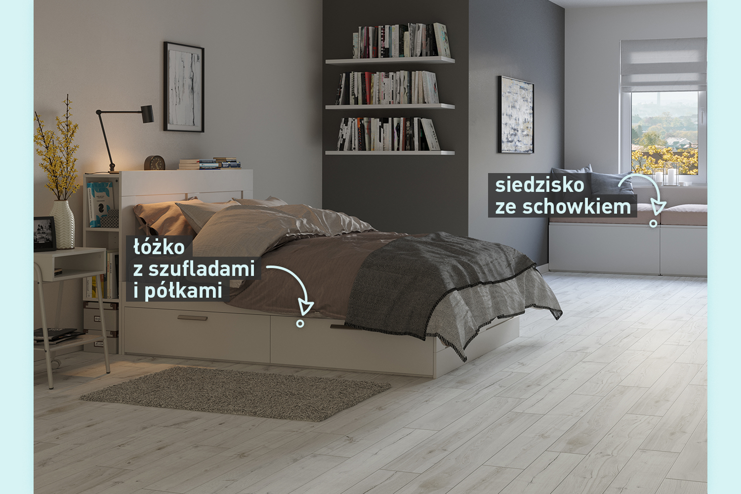 Dzi©ki rĘĺnego rodzaju schowkom ąatwiej zachowaÜ ąad we wn©trzu. Na zdj©ciu panele podąogowe Mystery 4V D•b Carlton