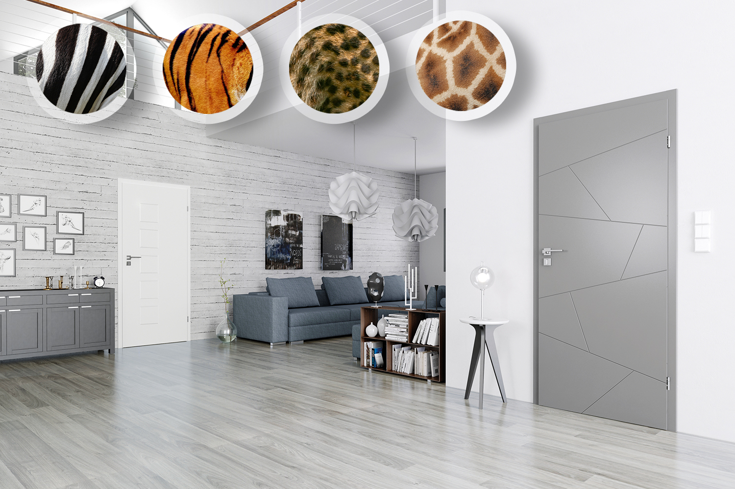 Animal patterns can liven up a subdued interior and give it character. The photo shows CLASSEN Linea door